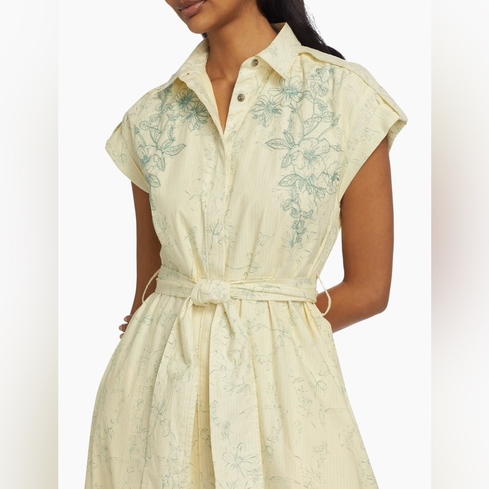 Derek Lam 10 Crosby Cream and Green Patterned Fabric